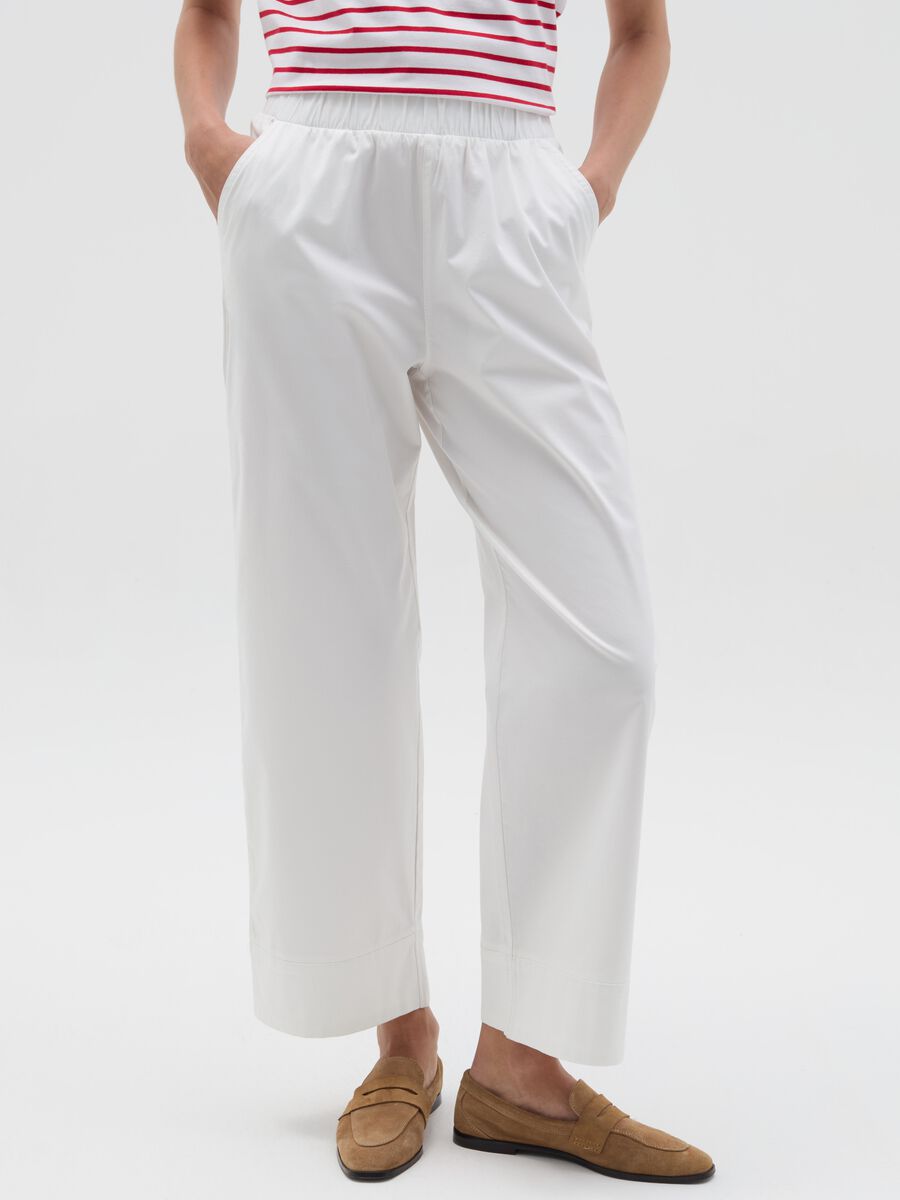 Wide-leg trousers in stretch cotton_1