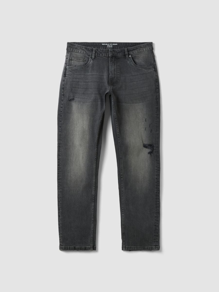 Regular-fit grey denim jeans in stretch cotton_4