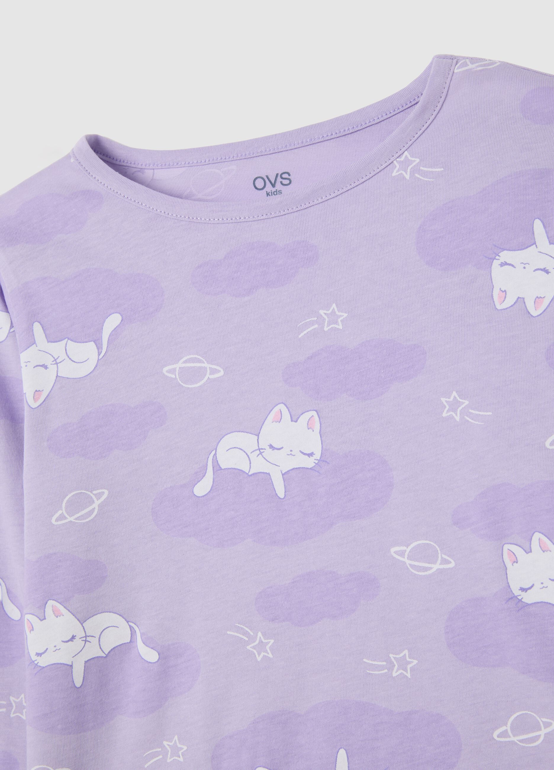 Girls' pure cotton purple pyjamas