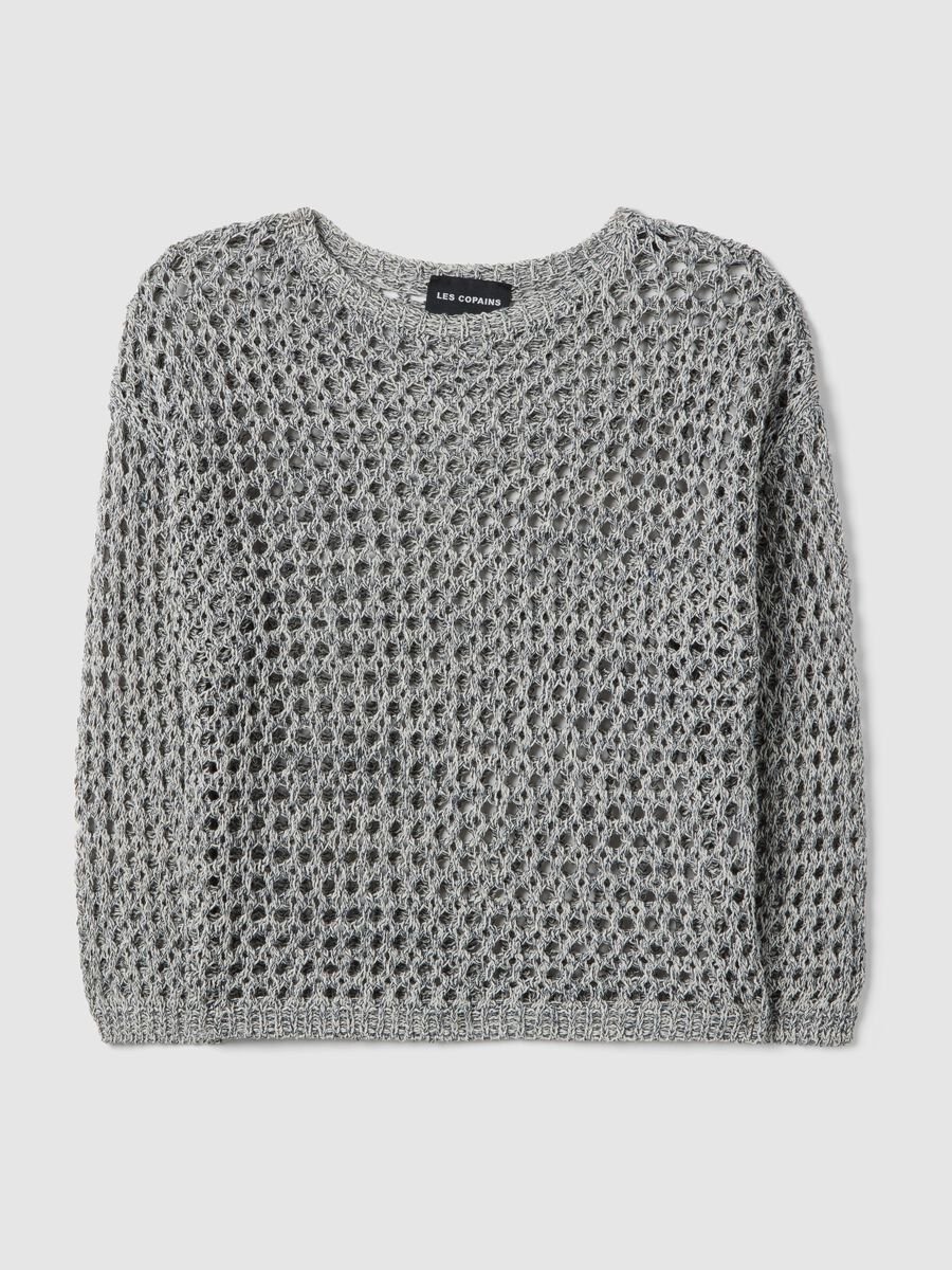 Maglione multicolor in misto cotone con lavorazione a maglia_4
