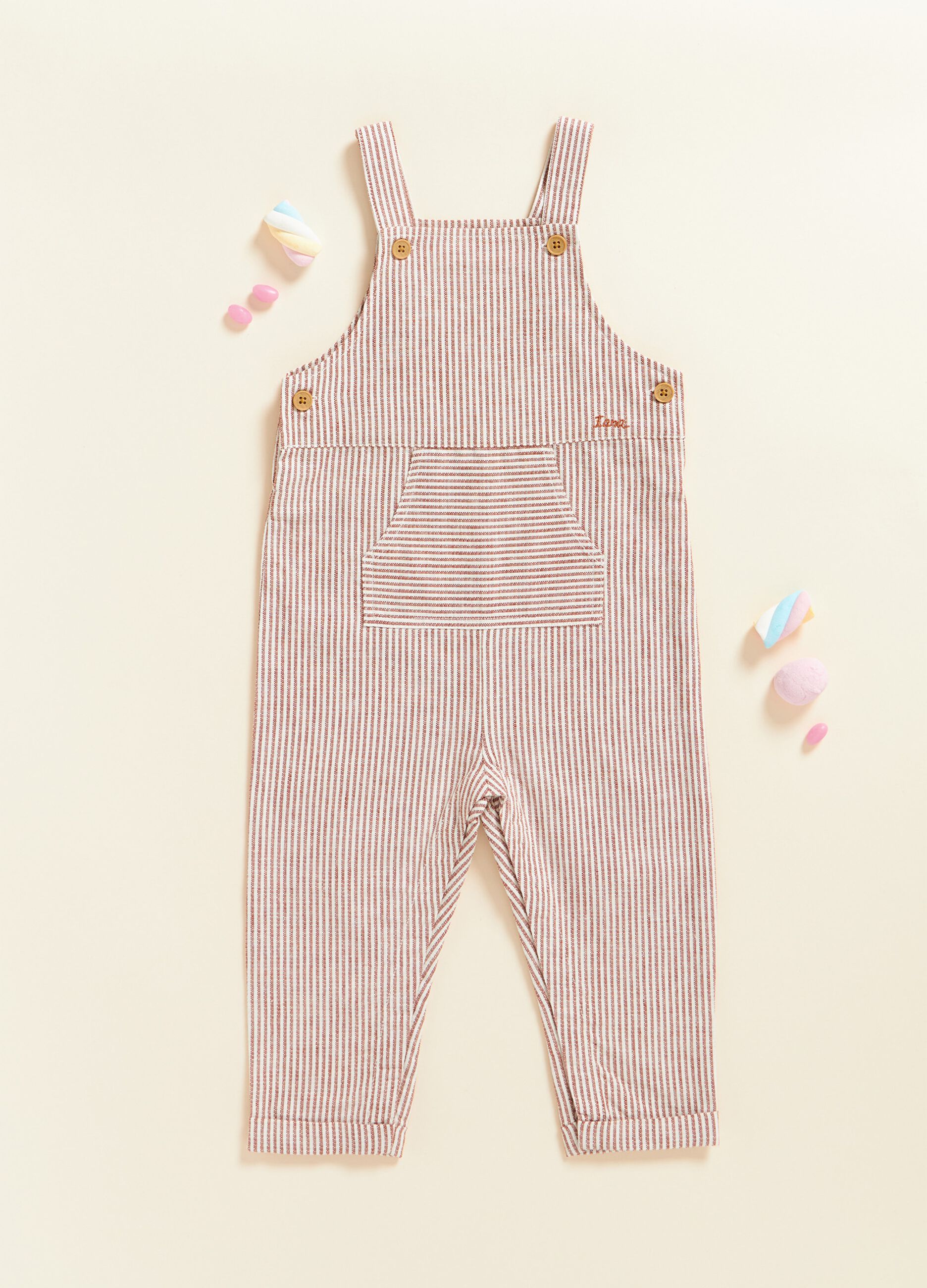 IANA yarn-dyed striped dungarees in linen blend