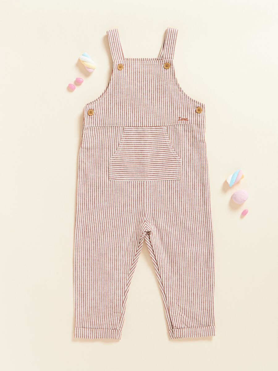 IANA yarn-dyed striped dungarees in linen blend_0