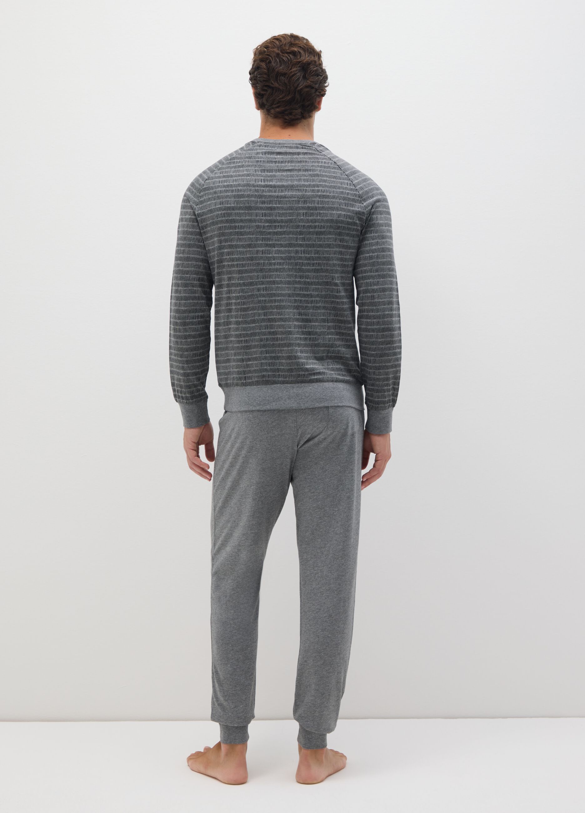 Regular fit grey pure cotton pyjamas