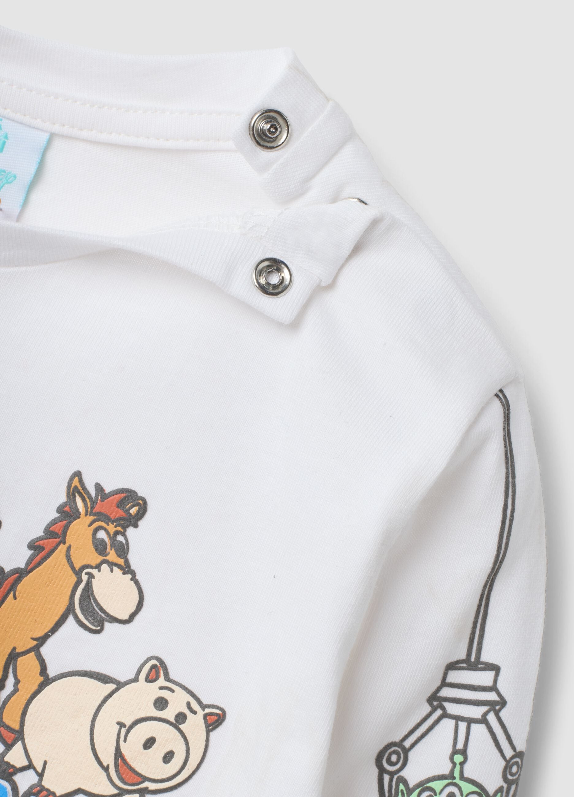 Maglia bianca a maniche lunghe in puro cotone a tema Toy Story per bimbo