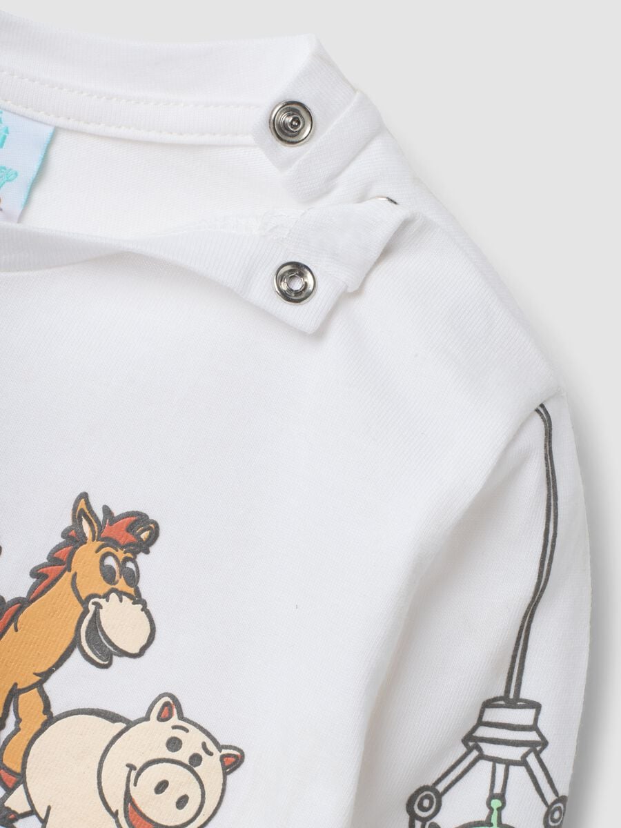 White long-sleeved pure cotton Toy Story top for baby boys_3