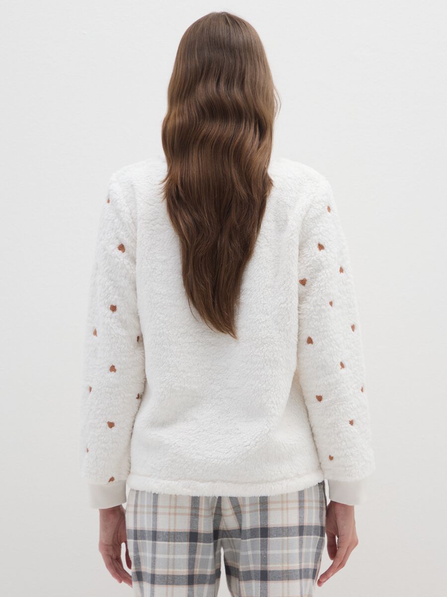 White regular fit pyjama top with print_2