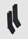 Two-pack of navy blue knee-high socks in stretch cotton_0