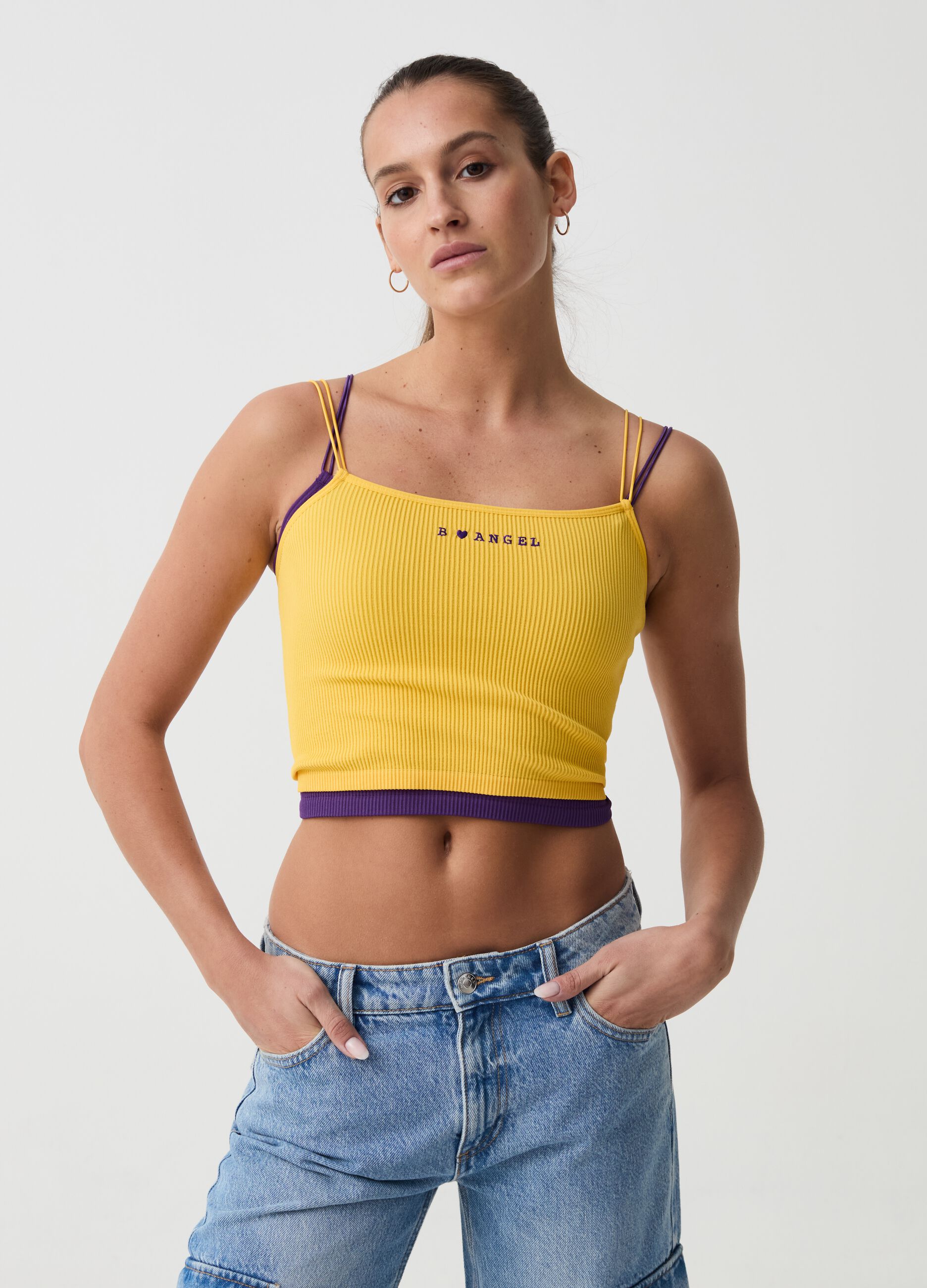 B.ANGEL FOR THE SEA BEYOND seamless ribbed crop top
