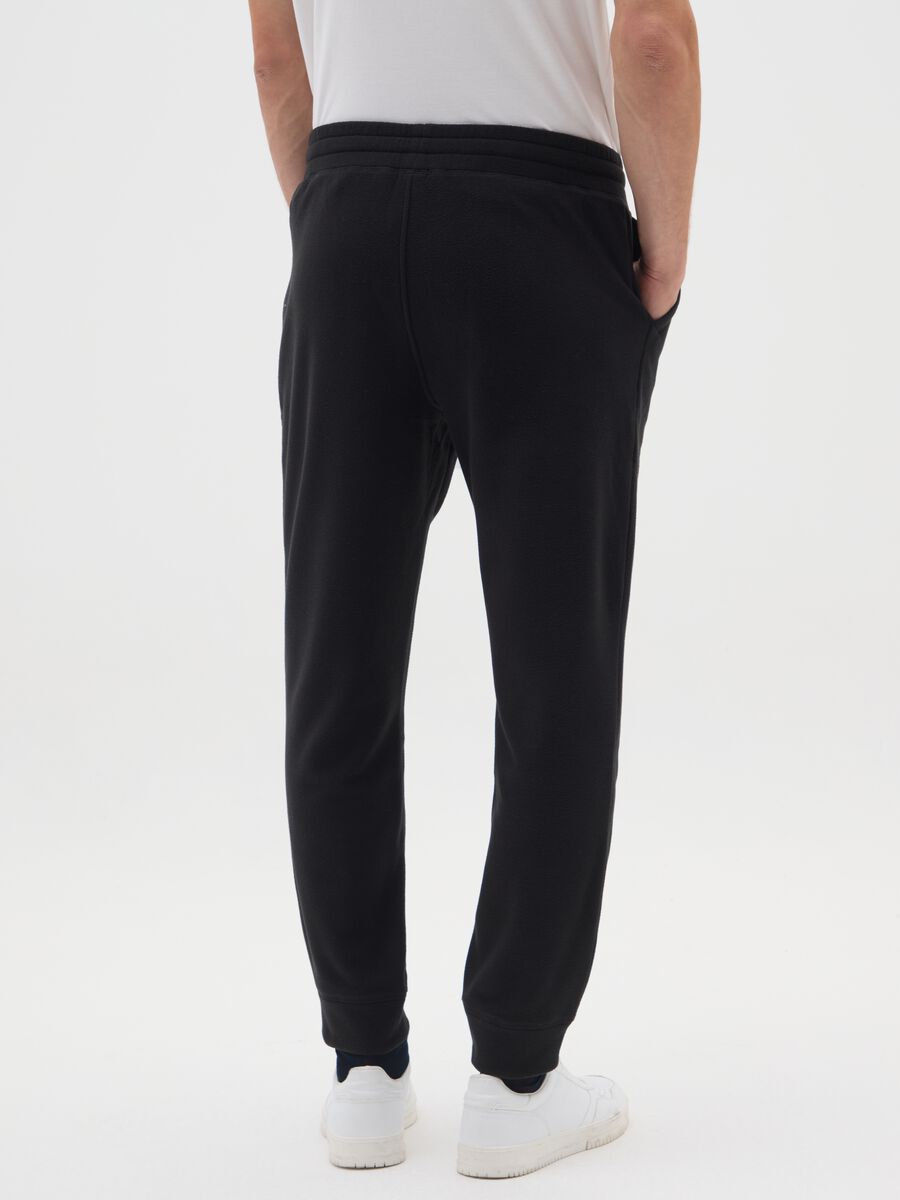 Black fleece trousers regular fit with elastic waistband_2