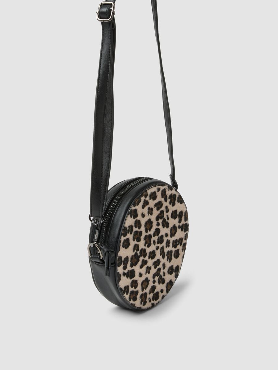Borsa rotonda beige con stampa animalier_2