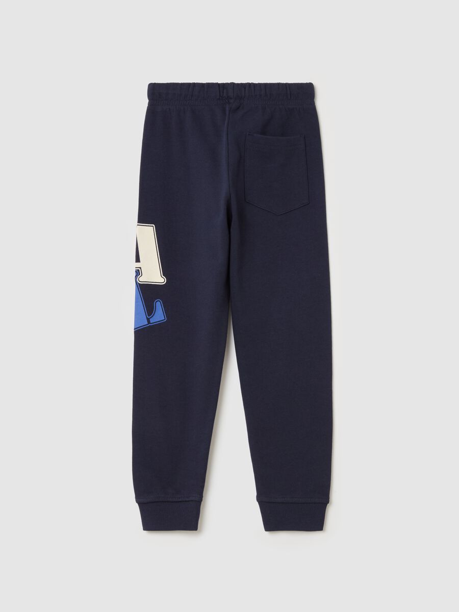 Fleece joggers with drawstring and print_1