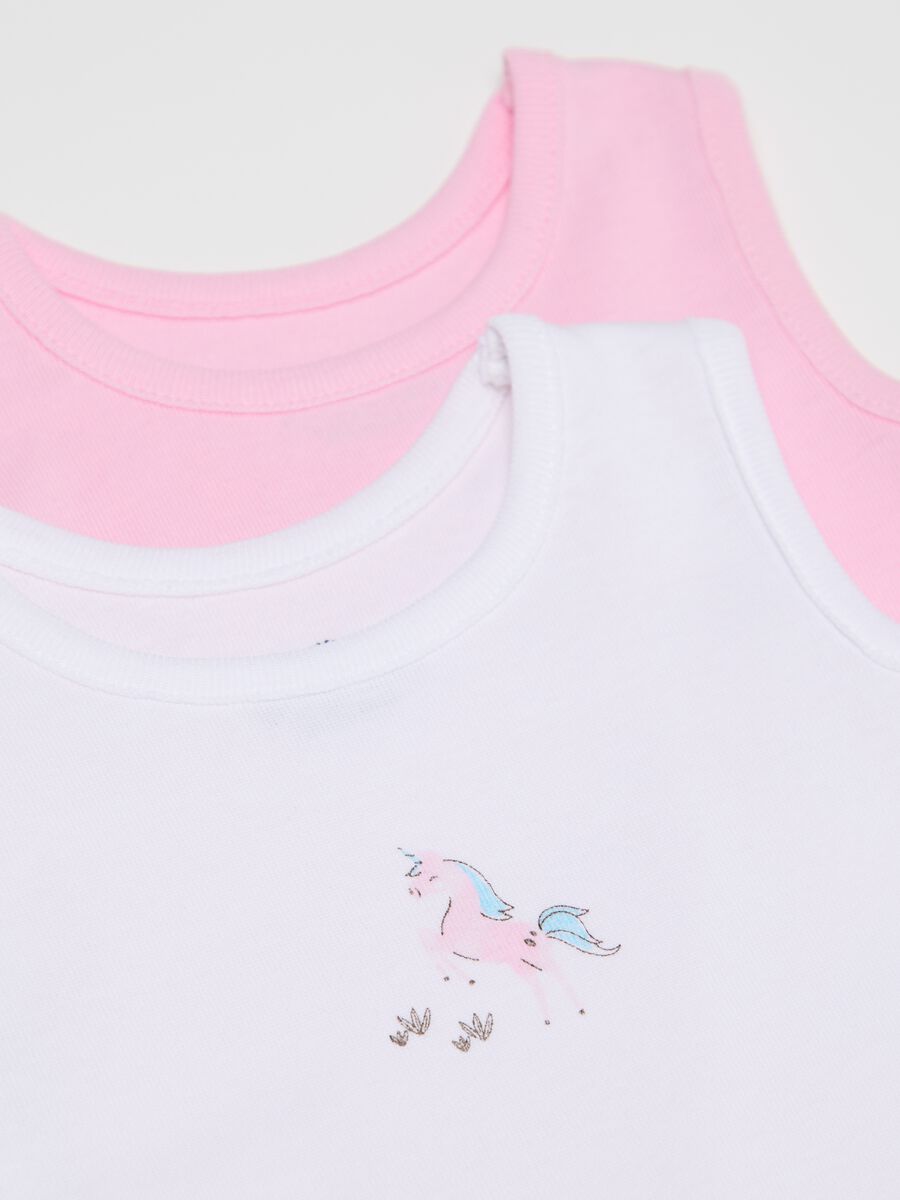 Three-pack white and pink bodysuits in organic cotton with print_3