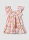 Pink pure cotton dress with tropical print_1