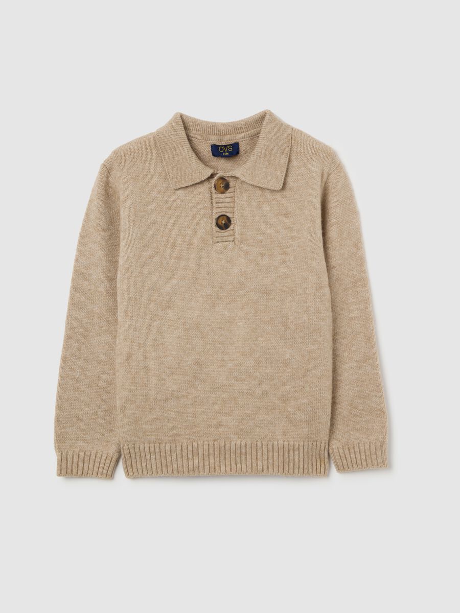 Maglione con collo a polo beige da bambino regular fit_0