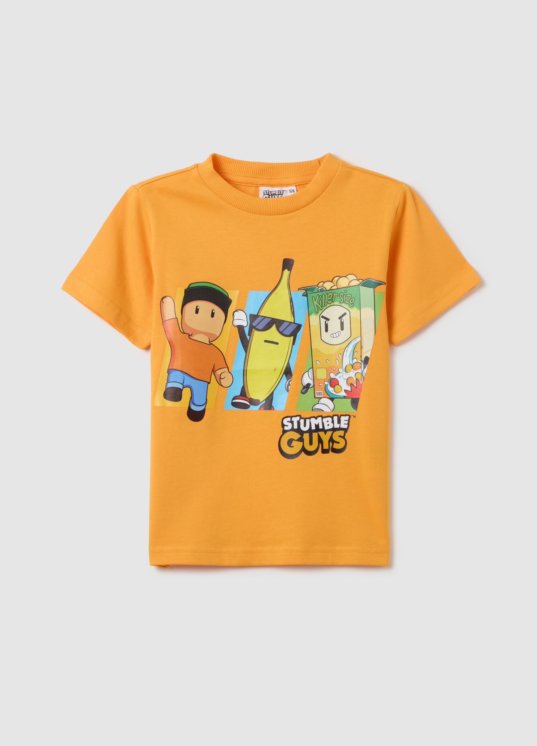 Orange pure cotton kids' t-shirt with regular fit