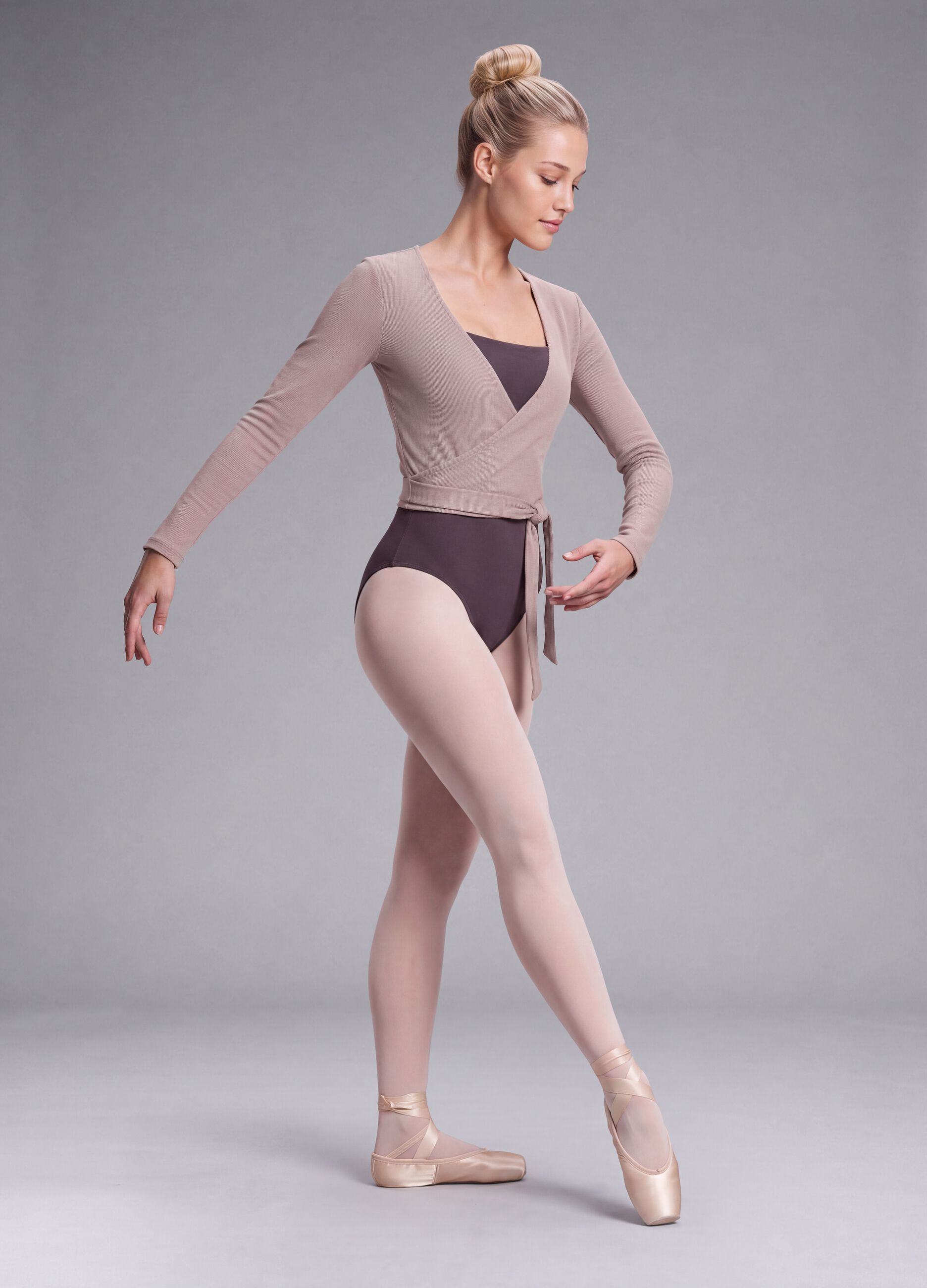 Brown stretch-fabric bodysuit with sweetheart neckline