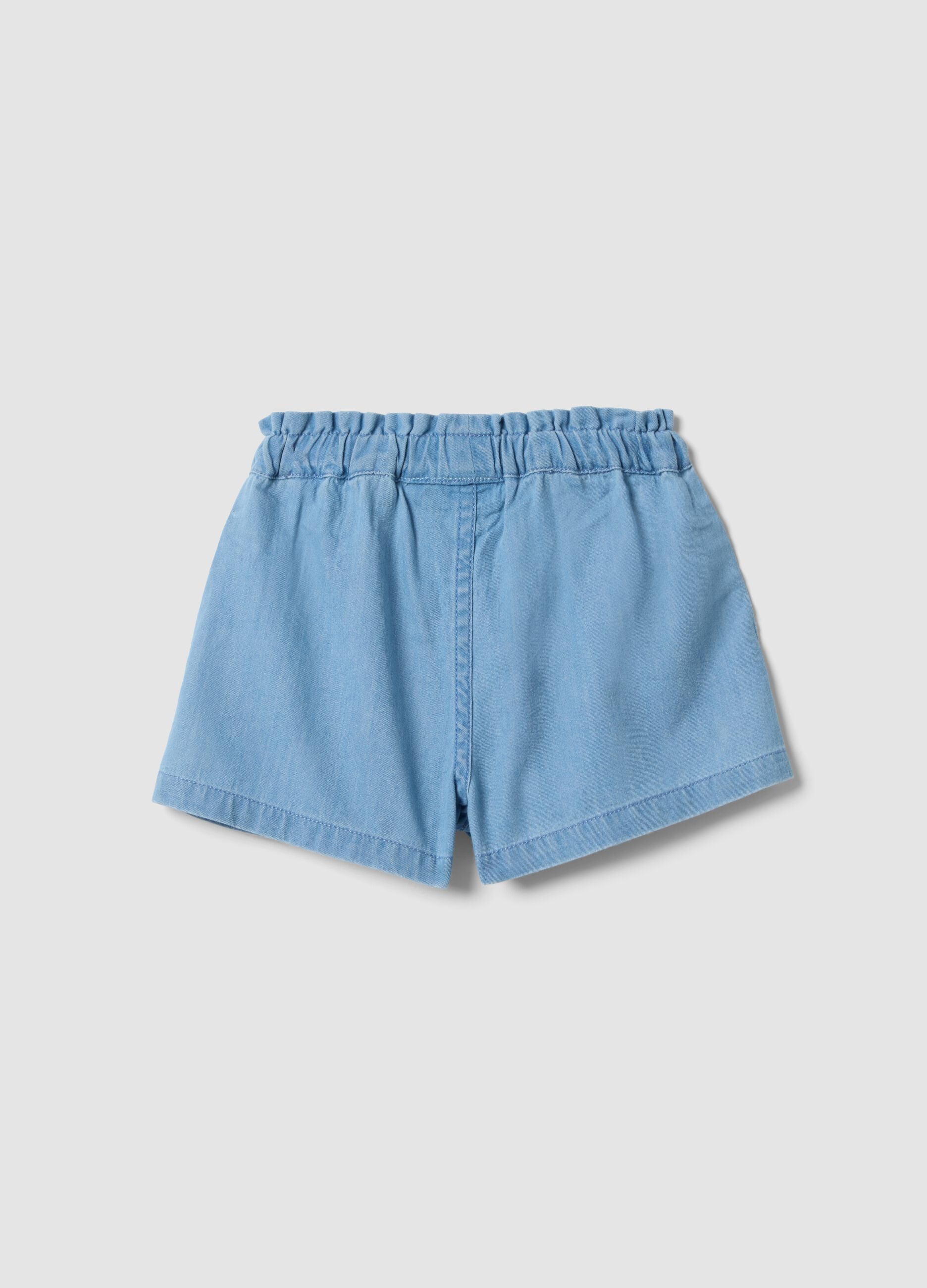 Sky-blue pure cotton shorts