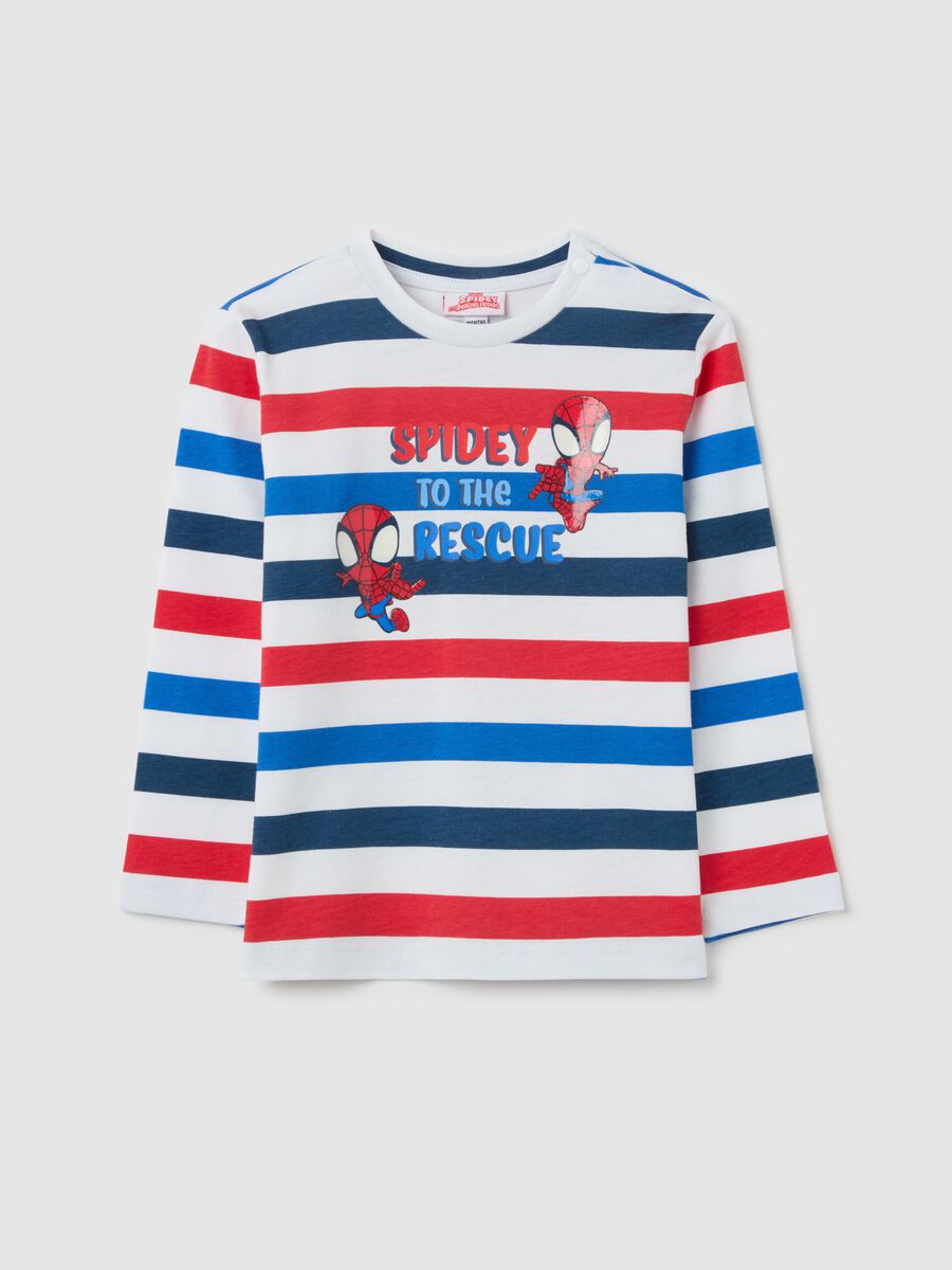 Long-sleeved striped T-shirt with Spidey print_0