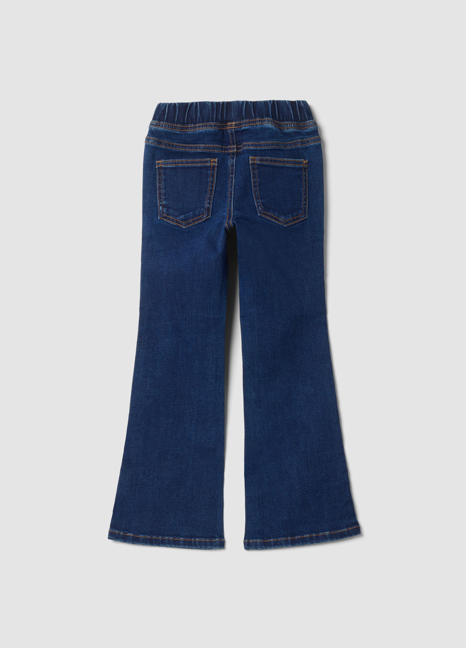 Blue flared cotton and stretch viscose jeggings