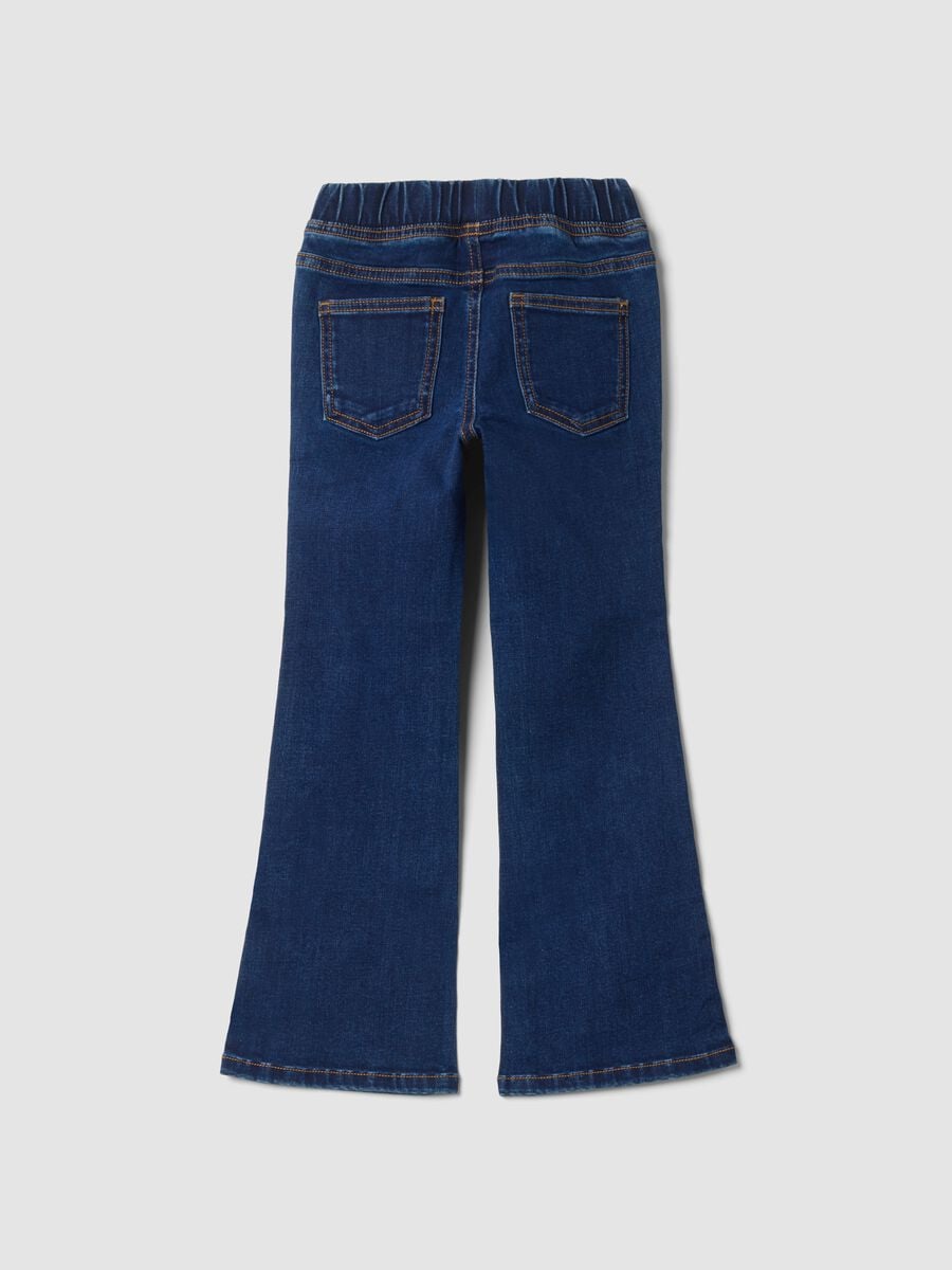 Jeggings flare blu in cotone e viscosa elasticizzato_1