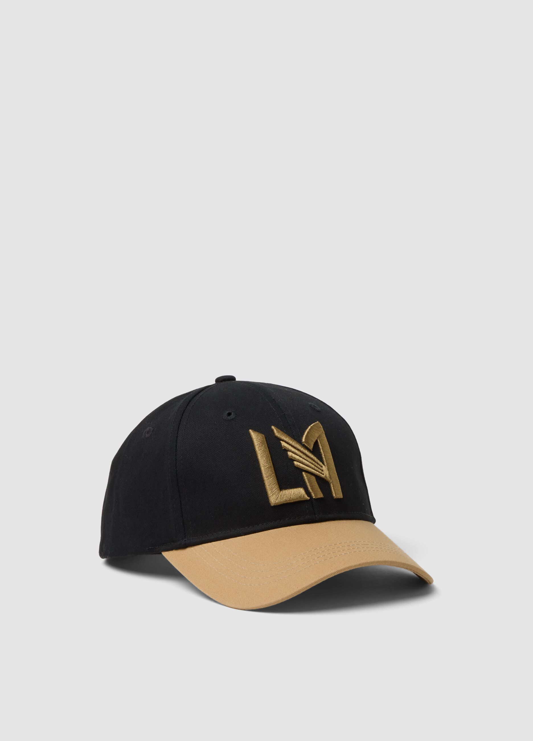Black and beige pure cotton baseball cap with Los Angeles FC embroidery
