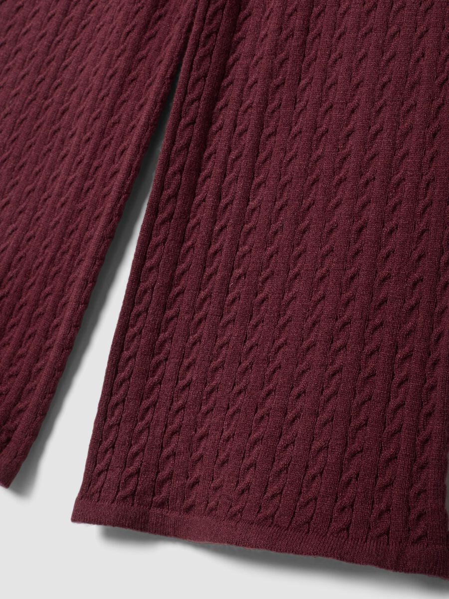 Leggings viola prugna flare con motivo a trecce_3
