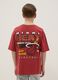 Red pure cotton kids' t-shirt relaxed fit with Miami Heat print_1