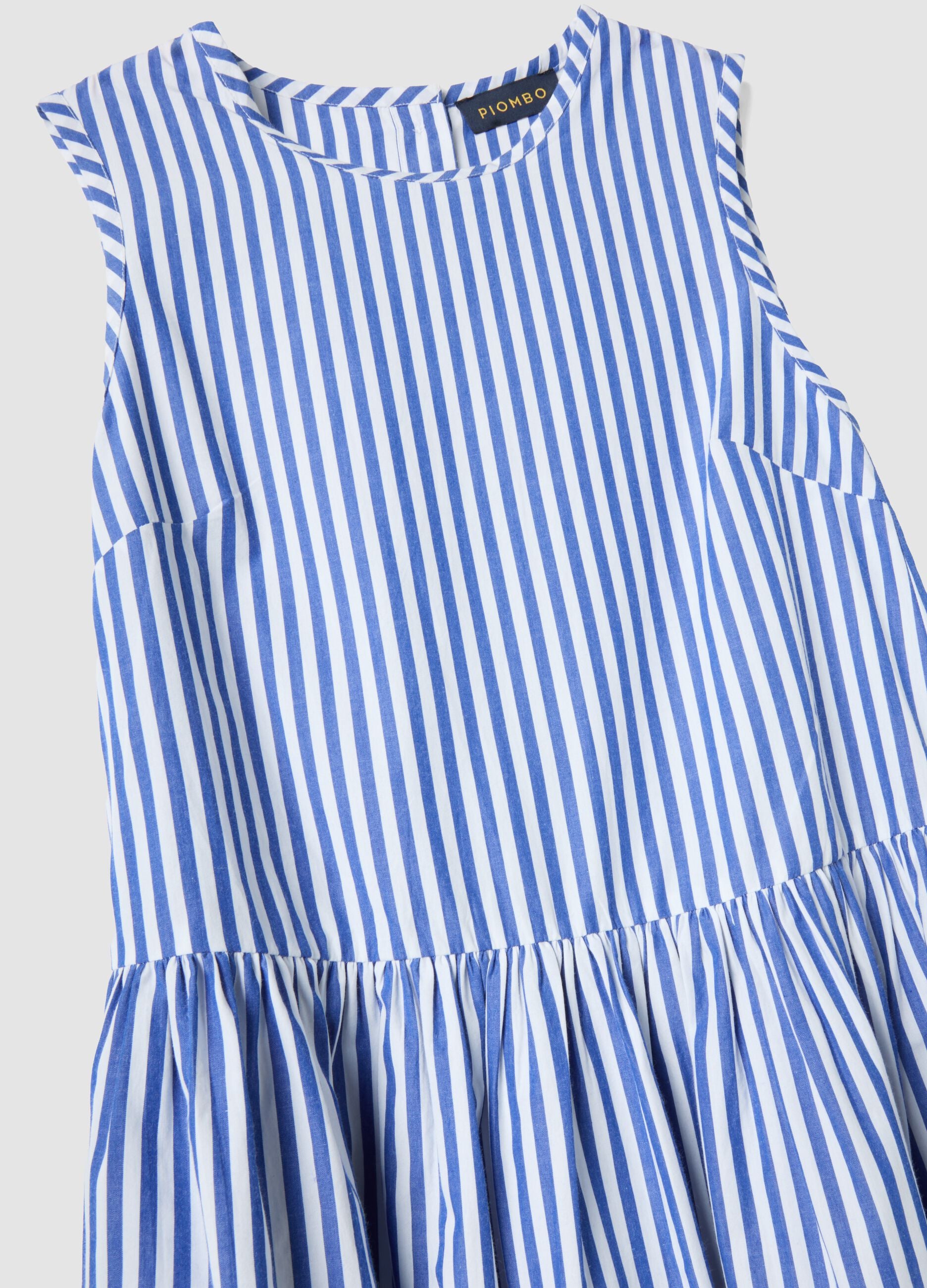 Multicolour striped pure cotton maxi dress, regular fit