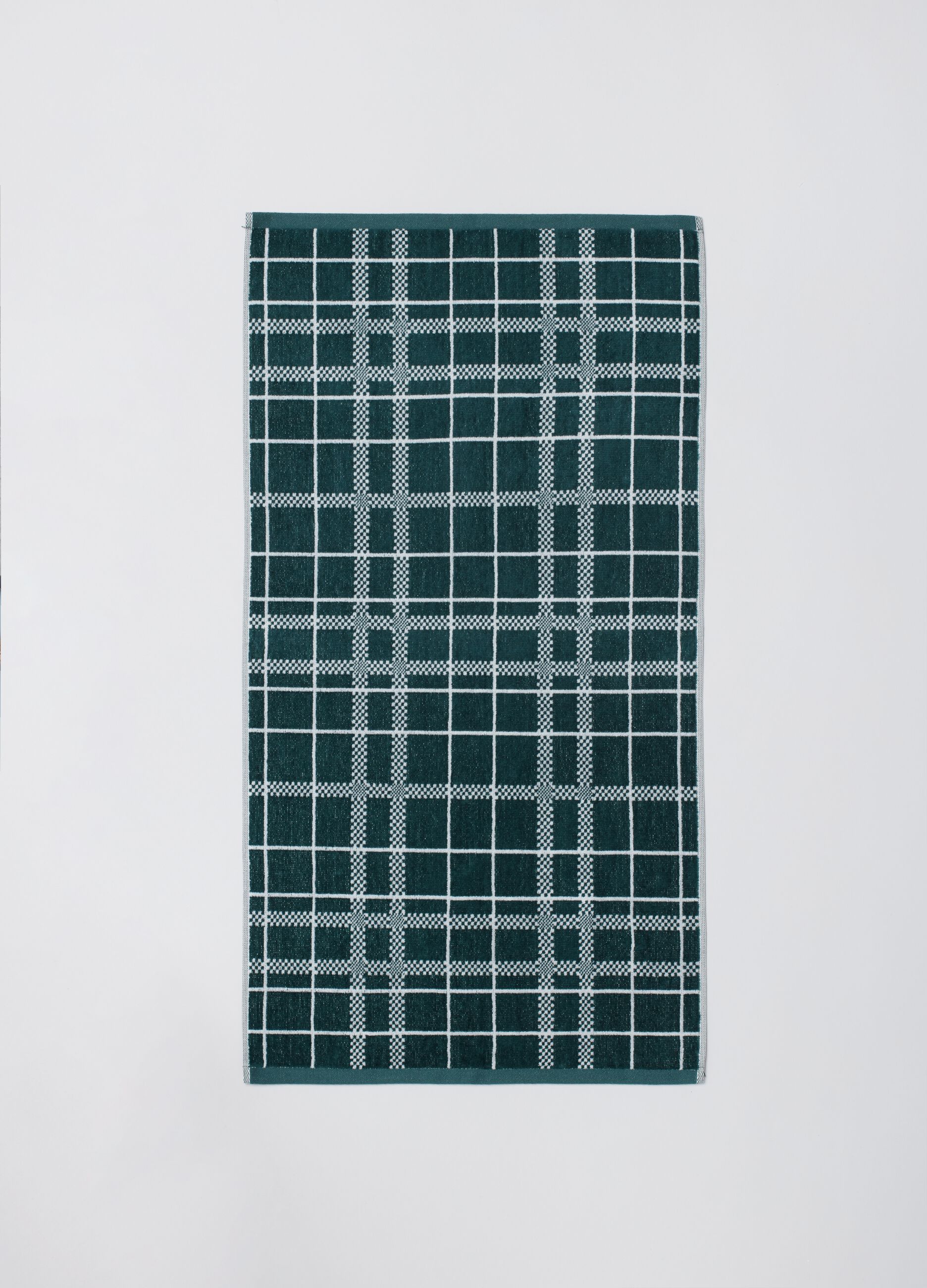 Asciugamano viso 50x90 squares verde scuro velour