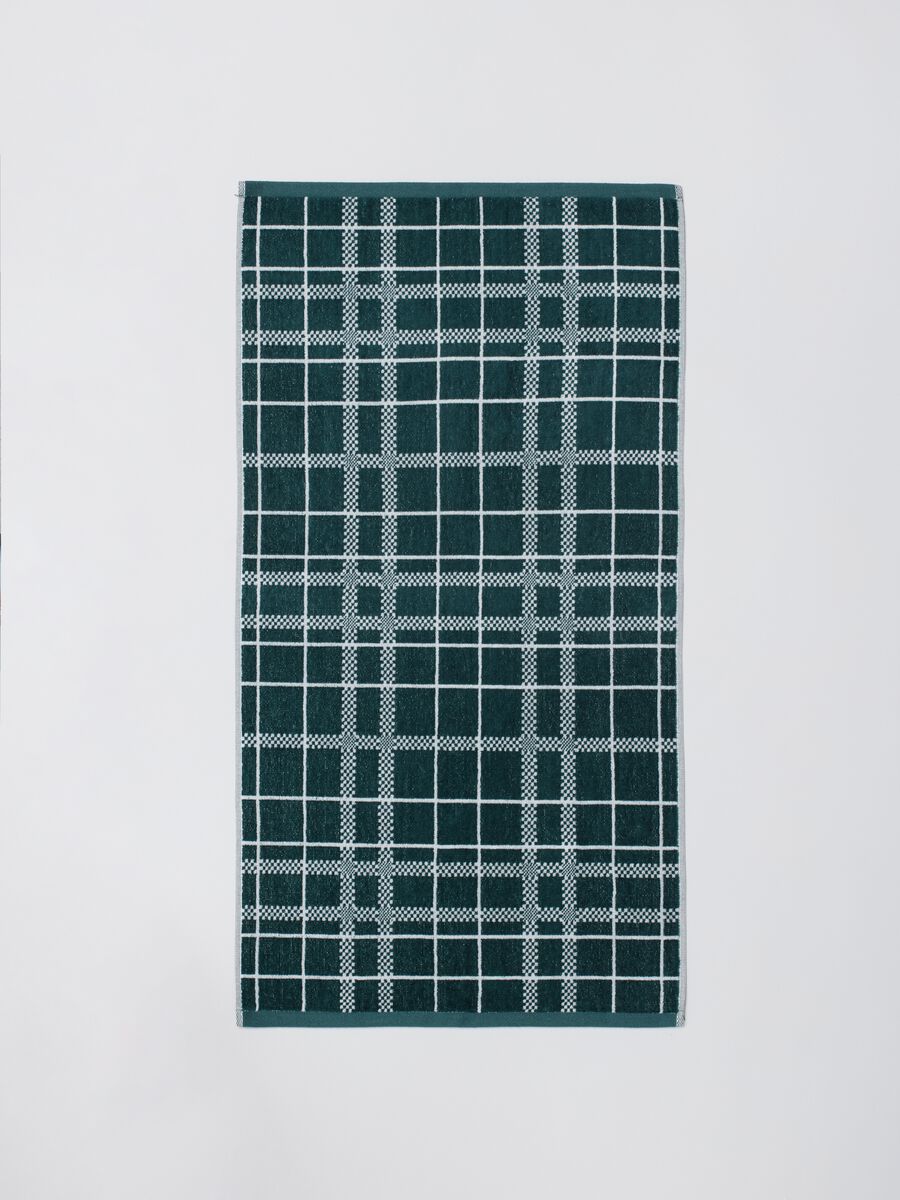 Asciugamano viso 50x90 squares verde scuro velour_1