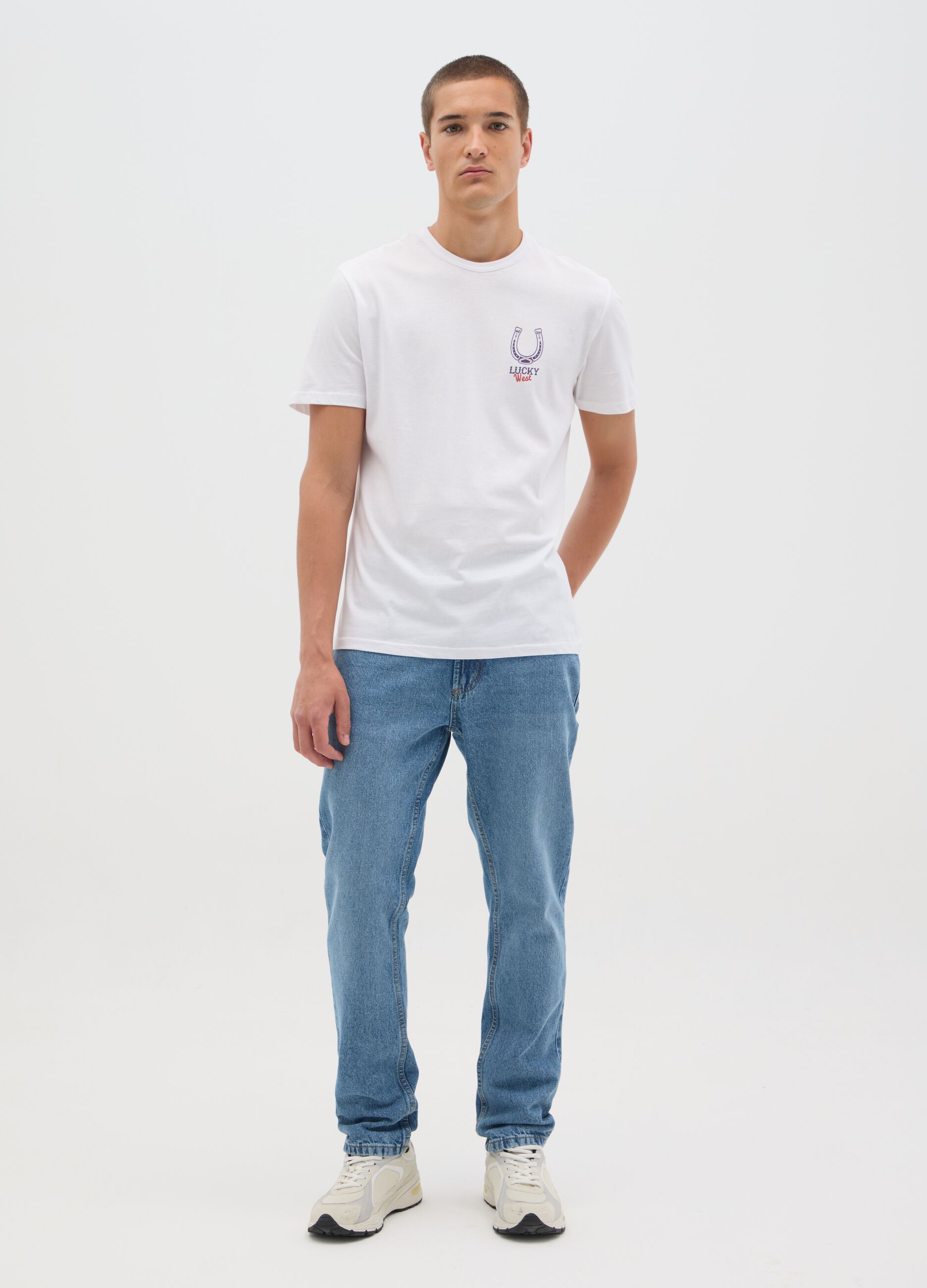 White T-shirt with horseshoe print Ovs