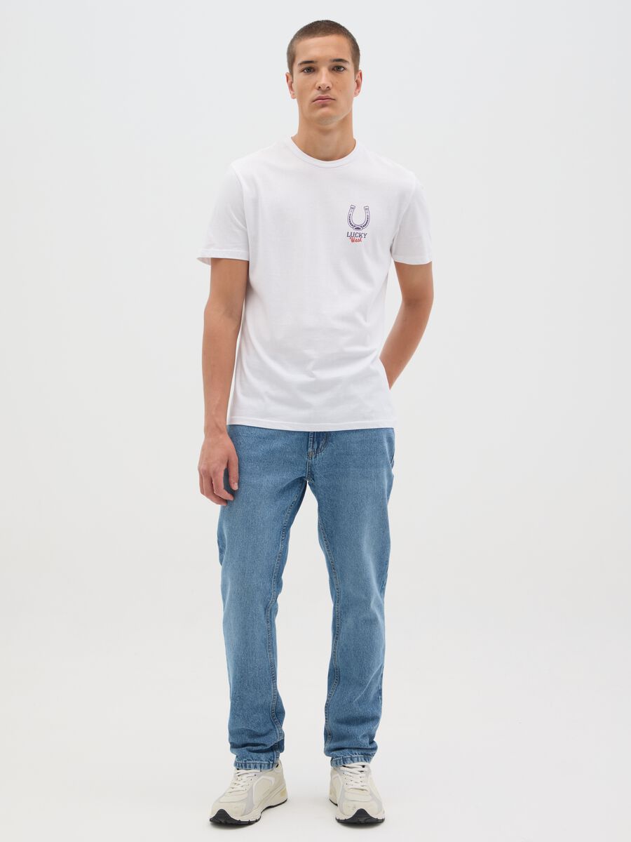 White T-shirt with horseshoe print Ovs_1