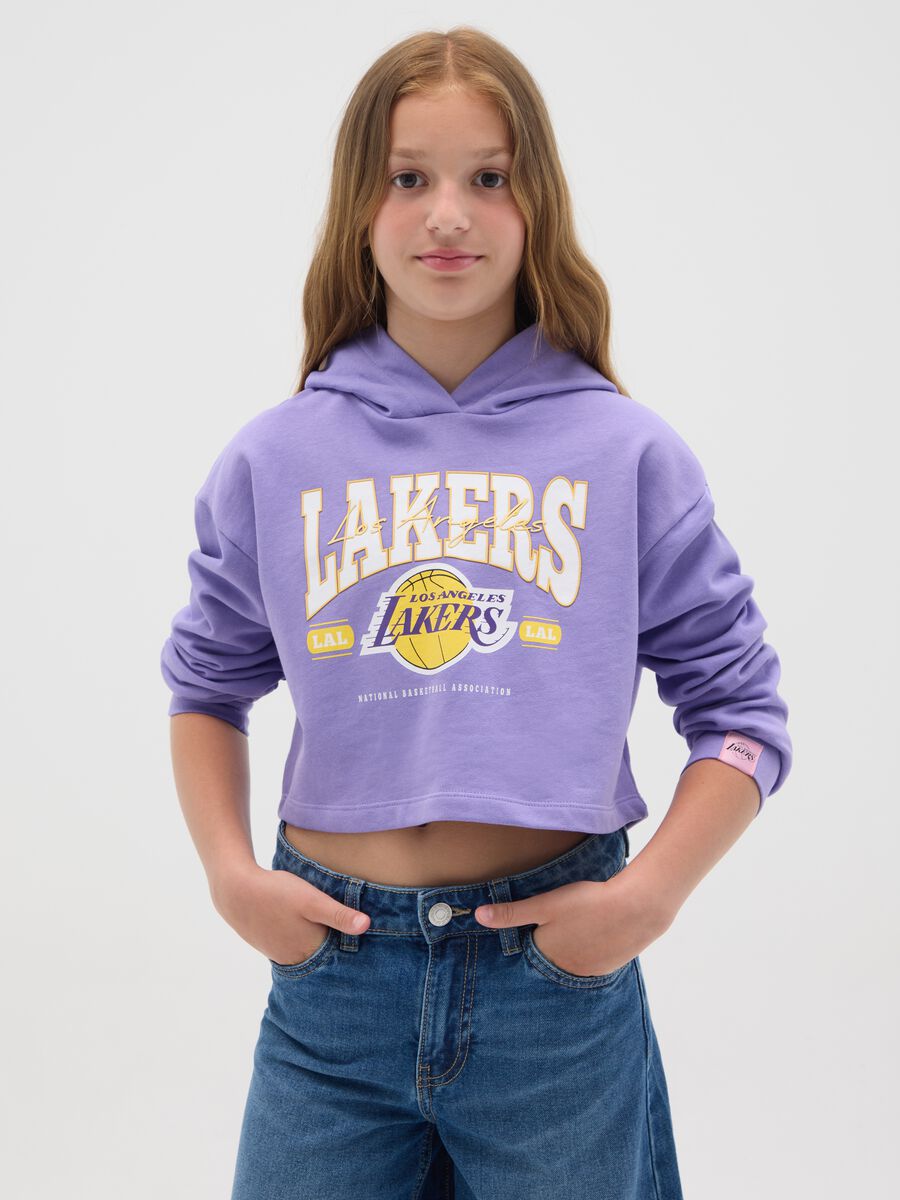 Felpa viola crop con cappuccio NBA Los Angeles Lakers _0