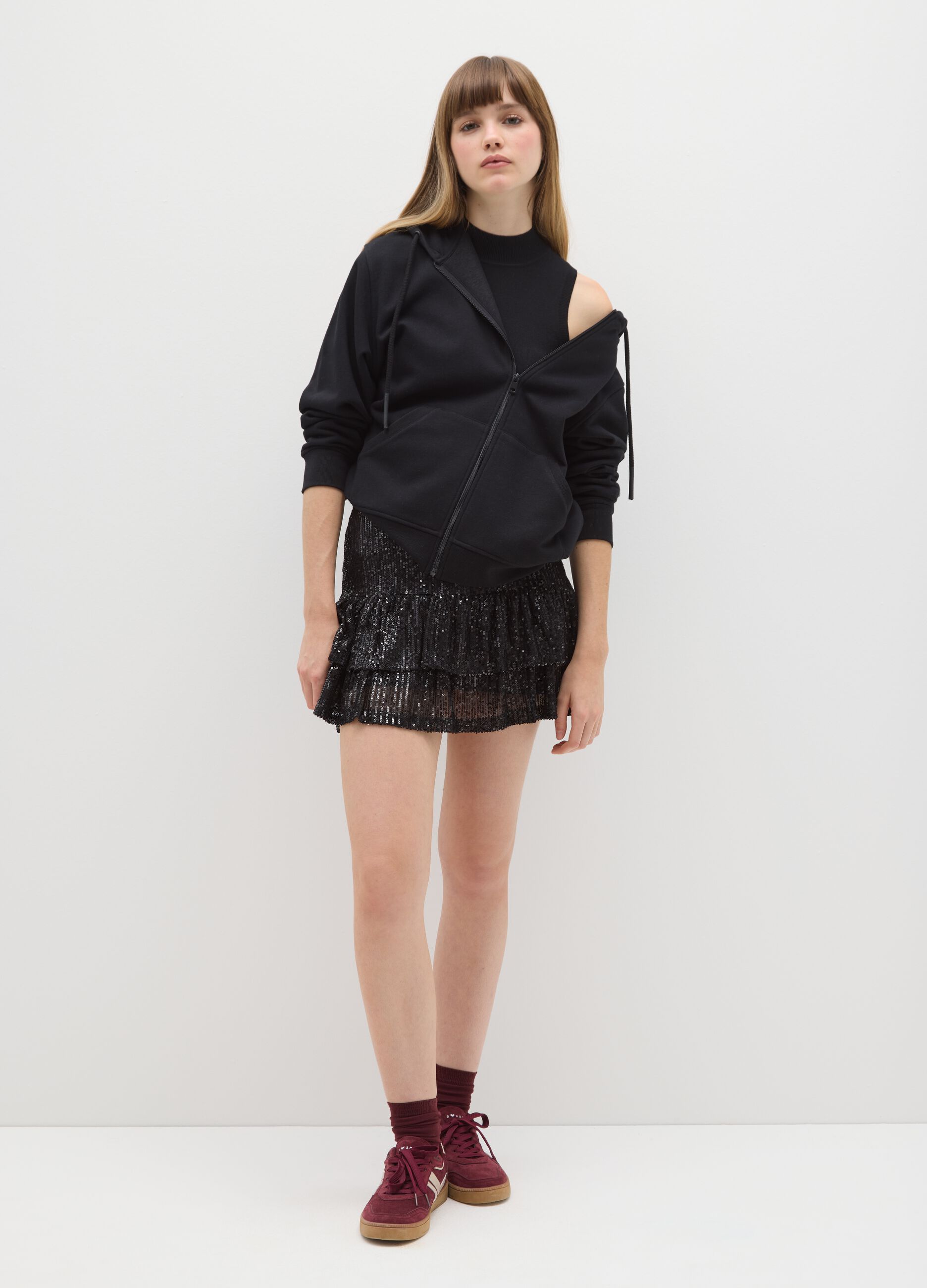 Black Sequin Mini Skirt