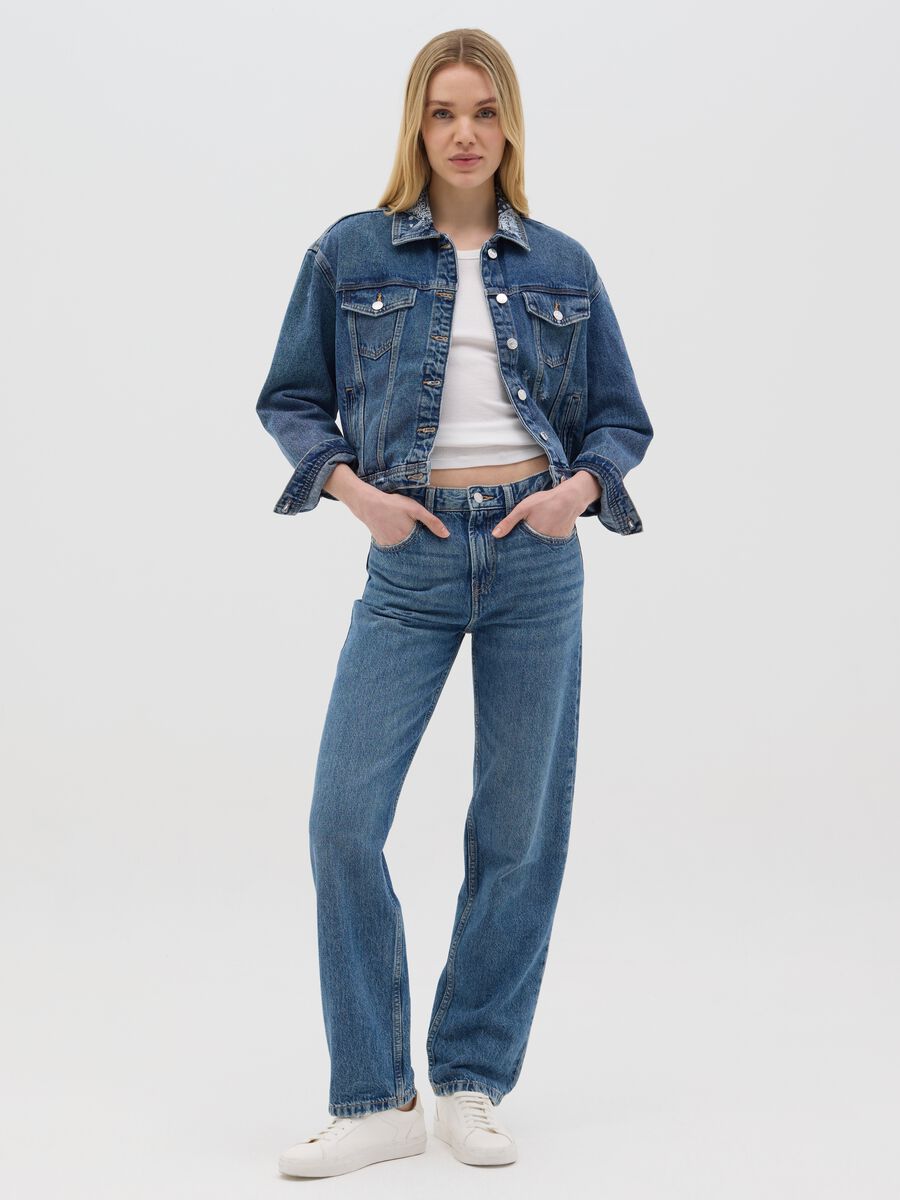 Oversized short jacket in denim_1