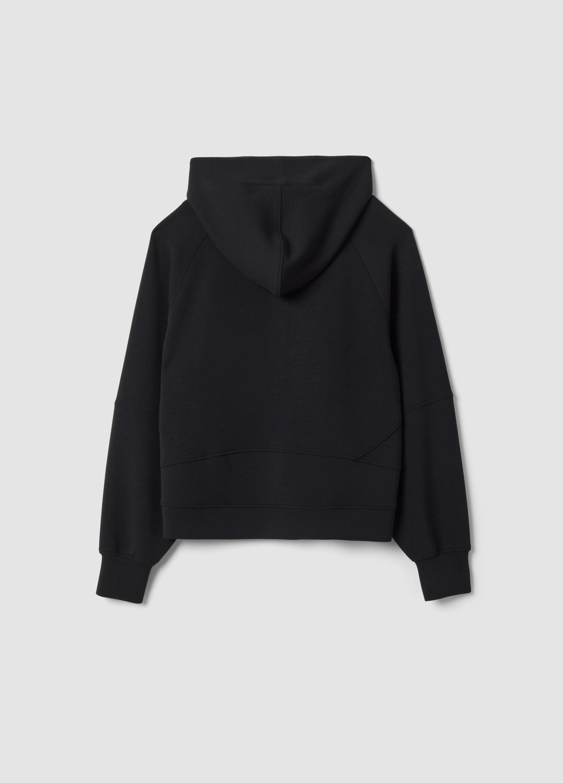 Black hooded sweatshirt in stretchy viscose jersey, regular fit