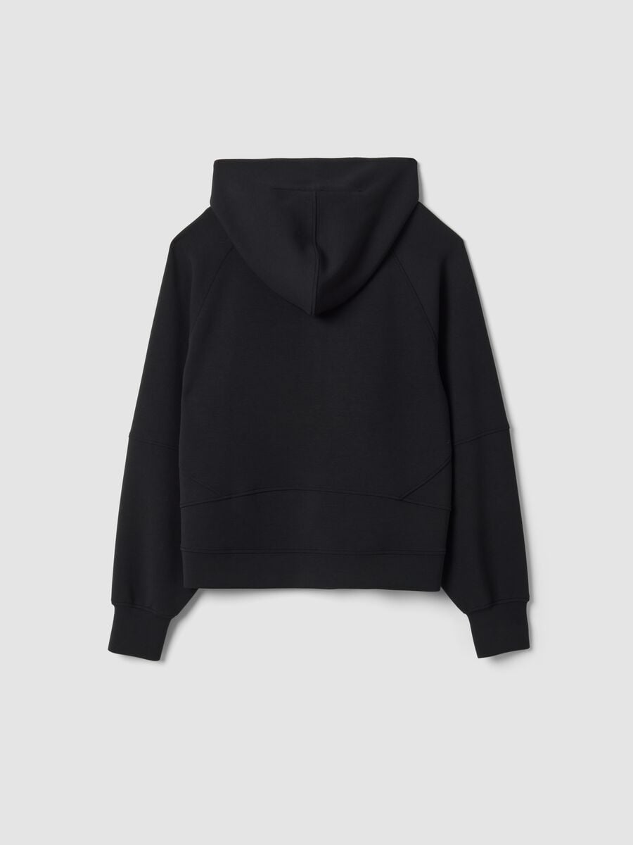 Black hooded sweatshirt in stretchy viscose jersey, regular fit_6