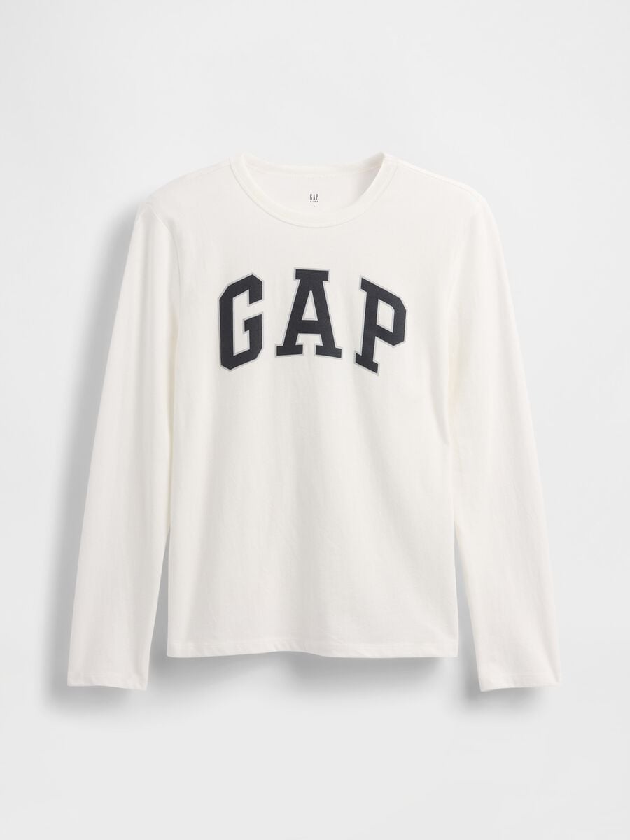T-shirt bianca in puro cotone con logo GAP_0