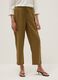 Brown viscose-linen blend straight-fit trousers with drawstring_1