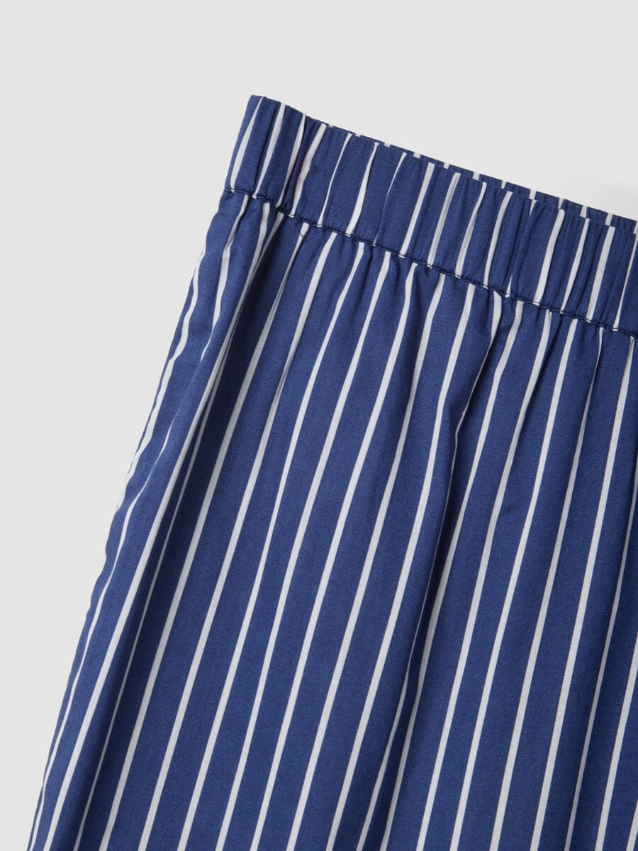 Pantaloni blu a righe in puro cotone wide leg_5