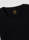 T-shirt nera a maniche corte in cotone organico elasticizzato girocollo_5