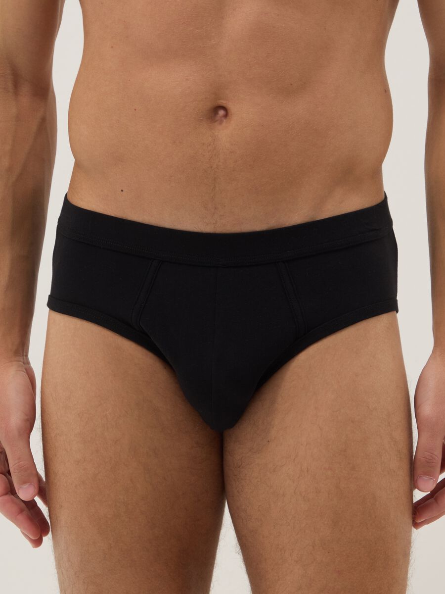 Tripack slip in cotone elasticizzato nero regular fit_1