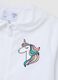 Grembiule scolastico da bambina in misto cotone bianco con ricamo unicorno_2