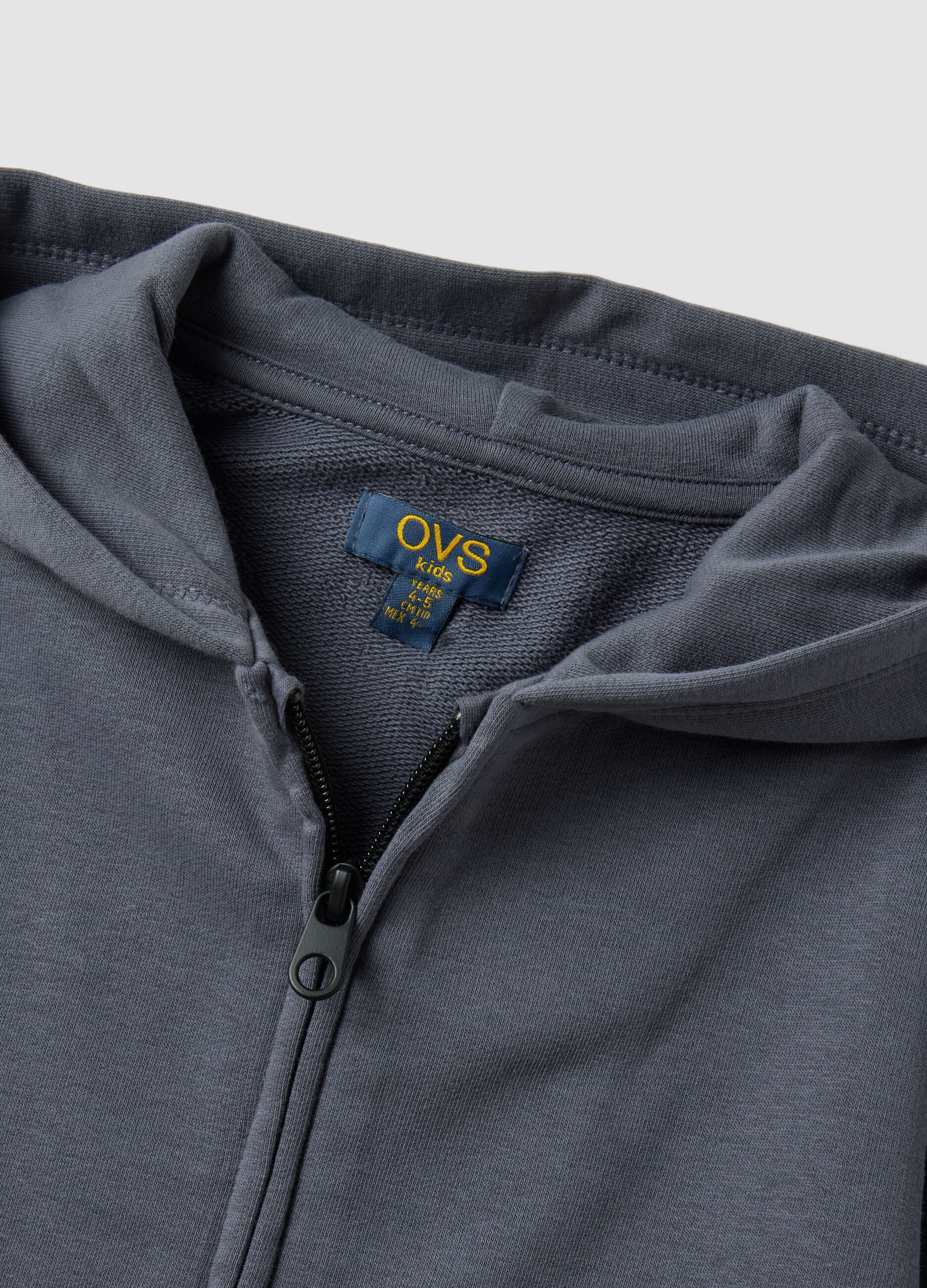 Grey cotton-blend hooded sweatshirt, regular fit, for boys