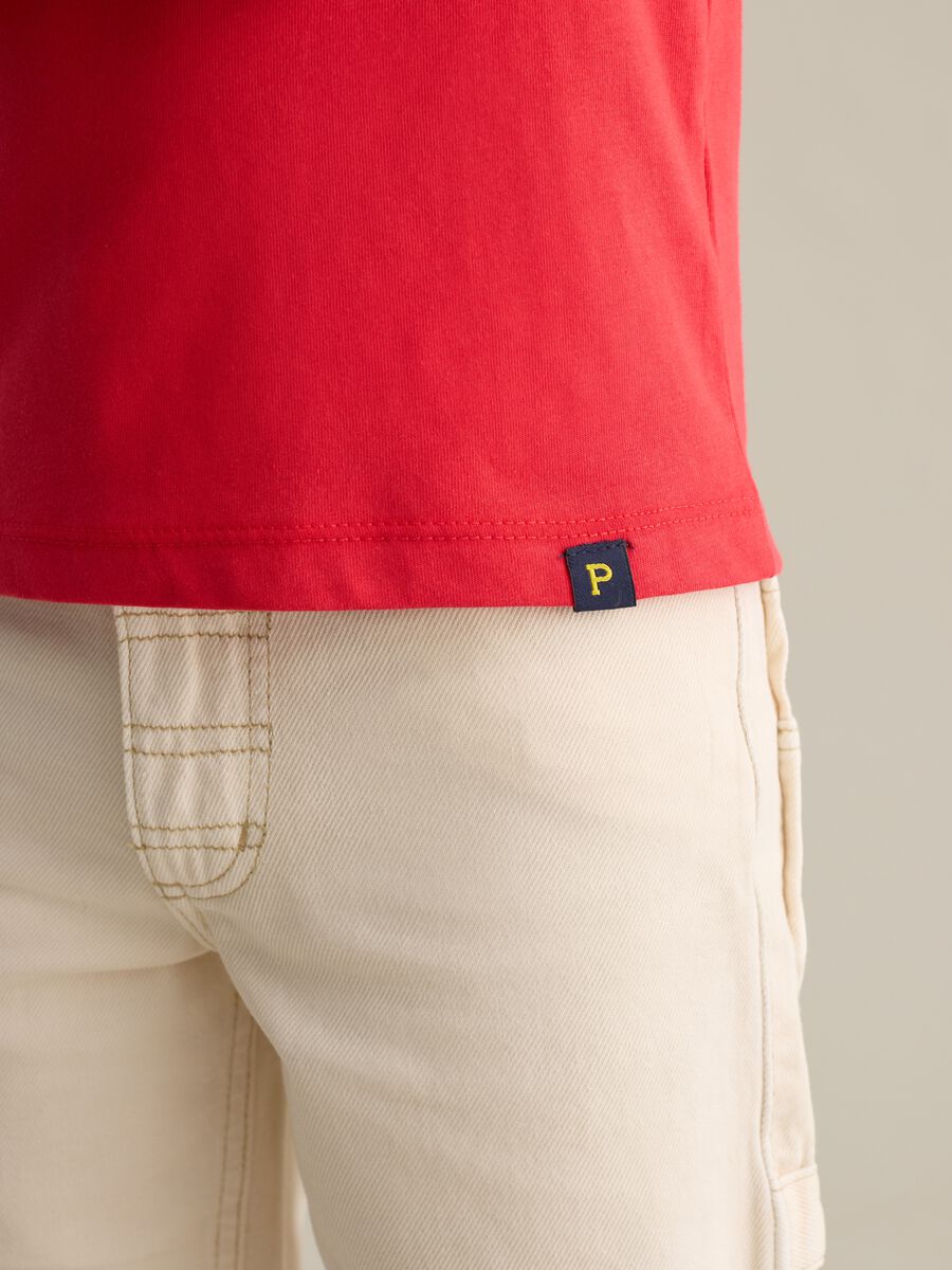 Red cotton T-shirt with round neck_1