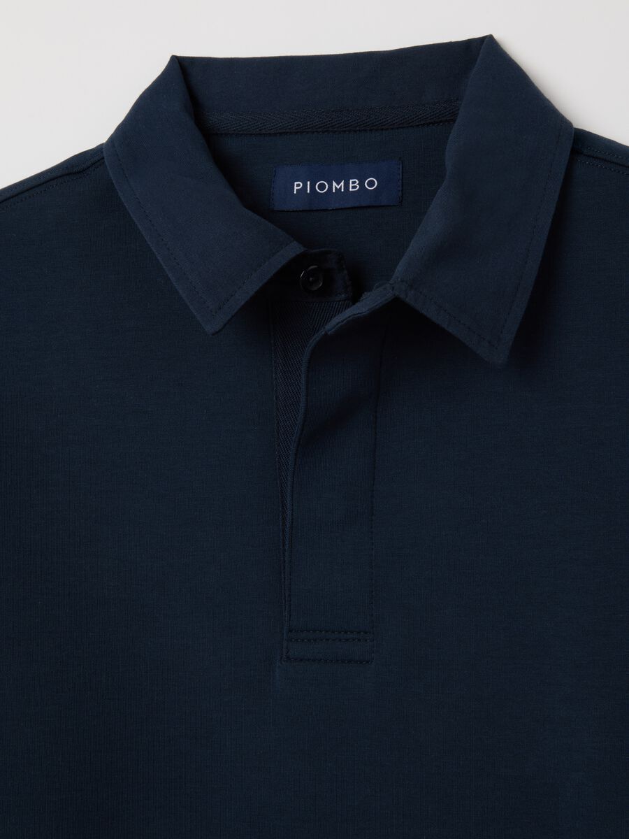 Blue stretch cotton polo regular fit_5