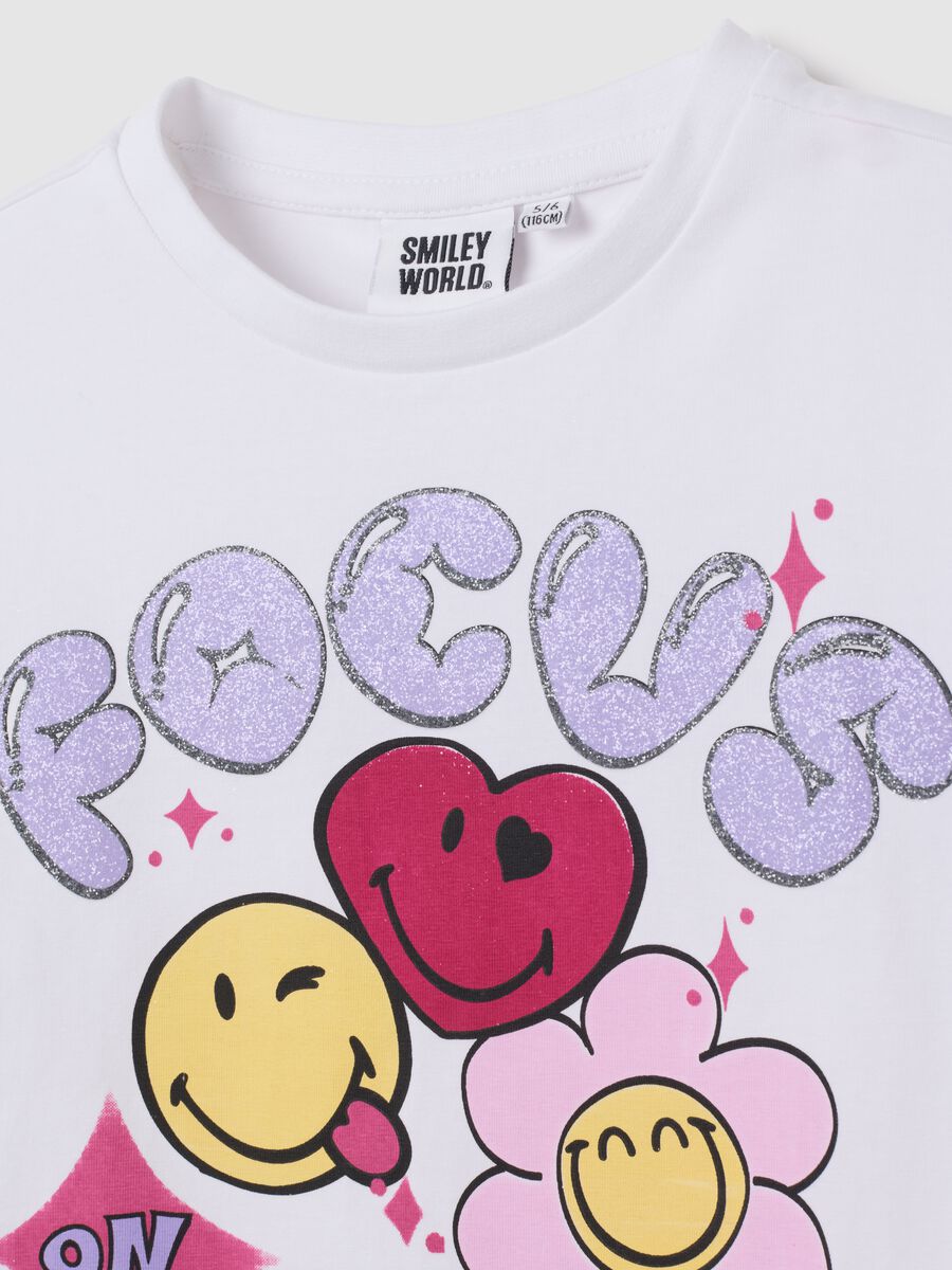 Girls' white cotton t-shirt set regular fit_2