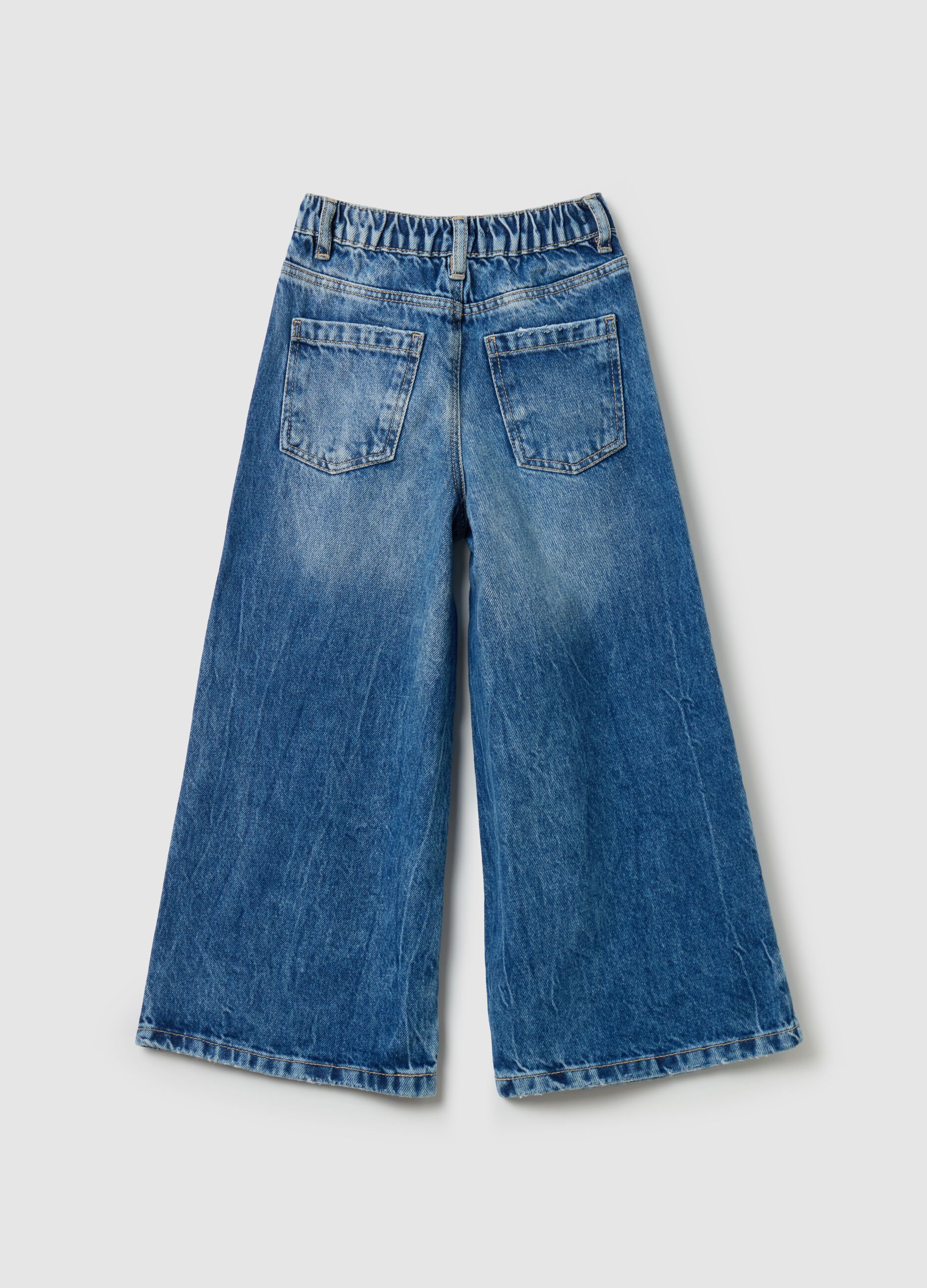 Jeans a gamba larga con strass 