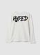 White pure organic cotton T-shirt with "Hyped" print for boys_5