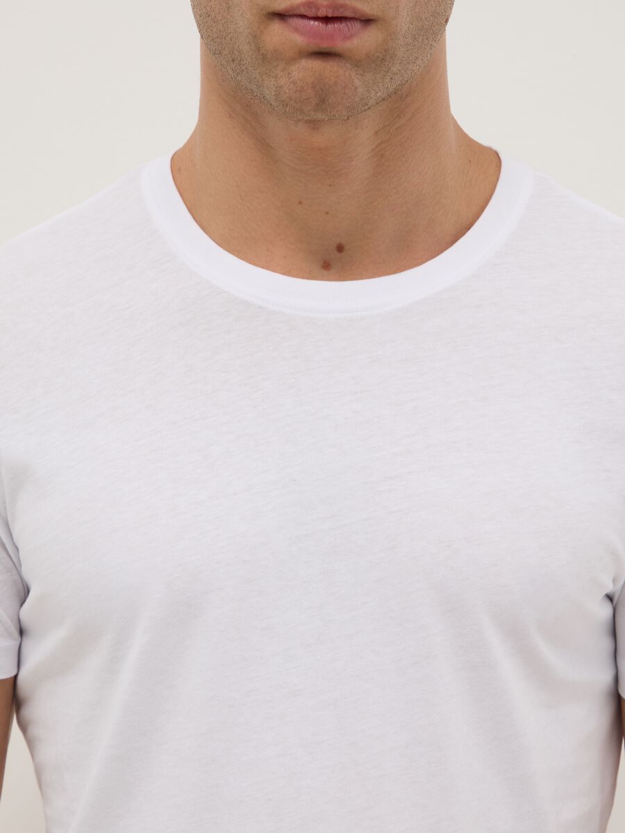 Tripack white crew neck T-shirts in pure cotton regular fit_1